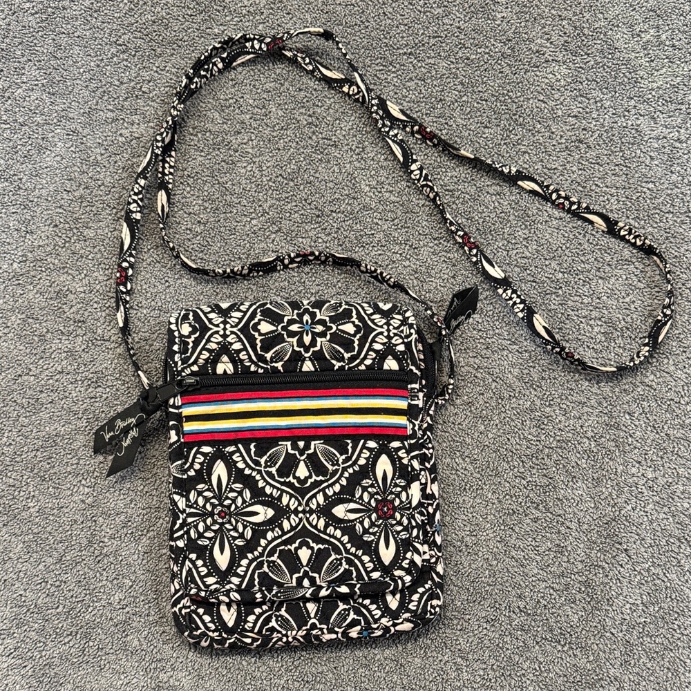 Vera Bradley Floral Crossbody Bag with Rainbow Stripe
